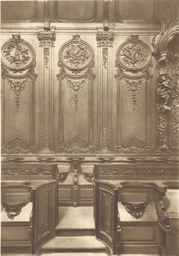 BAS-RHIN. Stalles de L'Eglise Saint-Niclolas a Haguenau 1929 old vintage print